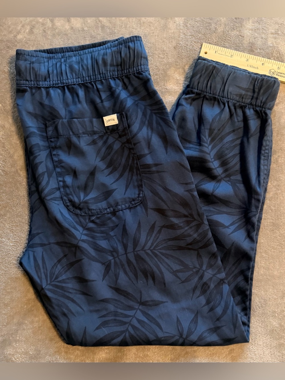 Orvis - Navy Blue - Women’s Jogger Pants - Small - Tropical Palm Leaf Print - Picture 3 of 5